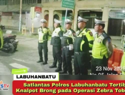 Satlantas Polres Labuhanbatu Tertibkan Knalpot Brong pada Operasi Zebra Toba 2025