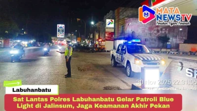 Sat Lantas Polres Labuhanbatu Gelar Patroli Blue Light di Jalinsum, Jaga Keamanan Akhir Pekan