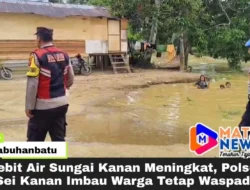 Debit Air Sungai Kanan Meningkat, Polsek Sei Kanan Imbau Warga Tetap Waspada
