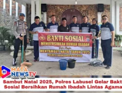 Sambut Natal 2025, Polres Labusel Gelar Bakti Sosial Bersihkan Rumah Ibadah Lintas Agama