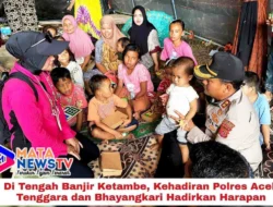 Di Tengah Banjir Ketambe, Kehadiran Polres Aceh Tenggara dan Bhayangkari Hadirkan Harapan