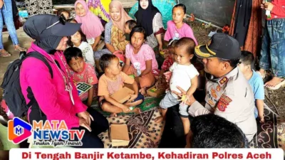 Di Tengah Banjir Ketambe, Kehadiran Polres Aceh Tenggara dan Bhayangkari Hadirkan Harapan