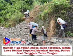Hampir Tiga Pekan Akses Jalan Terputus, Warga Lawe Kelabu Terpaksa Mendaki Gunung, Polres Aceh Tenggara Turun Tangan