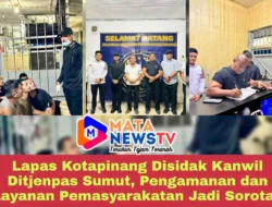 Lapas Kotapinang Disidak Kanwil Ditjenpas Sumut, Pengamanan dan Layanan Pemasyarakatan Jadi Sorotan