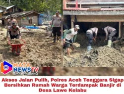 Akses Jalan Pulih, Polres Aceh Tenggara Sigap Bersihkan Rumah Warga Terdampak Banjir di Desa Lawe Kelabu