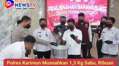 Polres Karimun Musnahkan 1,3 Kg Sabu, Ribuan Jiwa Diselamatkan dari Bahaya Narkotika