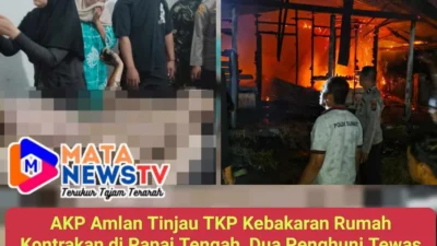 AKP Amlan Tinjau TKP Kebakaran Rumah Kontrakan di Panai Tengah, Dua Penghuni Tewas