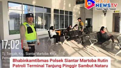 Bhabinkamtibmas Polsek Siantar Martoba Rutin Patroli Terminal Tanjung Pinggir Sambut Nataru