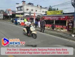 Pos Yan 1 Simpang Kuala Tanjung Polres Batu Bara Laksanakan Gatur Pagi dalam Operasi Lilin Toba 2025