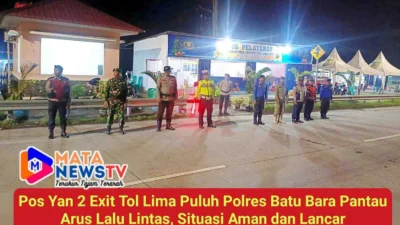 Pos Yan 2 Exit Tol Lima Puluh Polres Batu Bara Pantau Arus Lalu Lintas, Situasi Aman dan Lancar