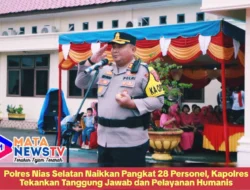 Polres Nias Selatan Naikkan Pangkat 28 Personel, Kapolres Tekankan Tanggung Jawab dan Pelayanan Humanis