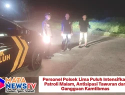 Personel Polsek Lima Puluh Intensifkan Patroli Malam, Antisipasi Tawuran dan Gangguan Kamtibmas