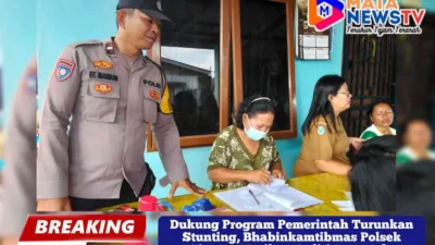 Dukung Program Pemerintah Turunkan Stunting, Bhabinkamtibmas Polsek Siantar Marihat Hadiri Posyandu