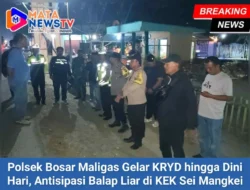 Polsek Bosar Maligas Gelar KRYD hingga Dini Hari, Antisipasi Balap Liar di KEK Sei Mangkei