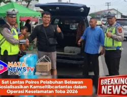 Sat Lantas Polres Pelabuhan Belawan Sosialisasikan Kamseltibcarlantas dalam Operasi Keselamatan Toba 2026