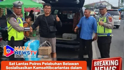Sat Lantas Polres Pelabuhan Belawan Sosialisasikan Kamseltibcarlantas dalam Operasi Keselamatan Toba 2026