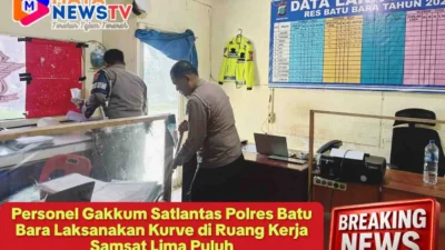Personel Gakkum Satlantas Polres Batu Bara Laksanakan Kurve di Ruang Kerja Samsat Lima Puluh
