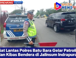 Sat Lantas Polres Batu Bara Gelar Patroli dan Kibas Bendera di Jalinsum Indrapura
