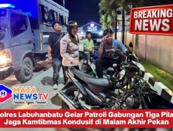 Polres Labuhanbatu Gelar Patroli Gabungan Tiga Pilar, Jaga Kamtibmas Kondusif di Malam Akhir Pekan