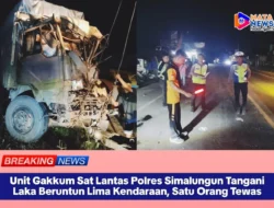 Unit Gakkum Sat Lantas Polres Simalungun Tangani Laka Beruntun Lima Kendaraan, Satu Orang Tewas