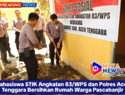 Mahasiswa STIK Angkatan 83/WPS dan Polres Aceh Tenggara Bersihkan Rumah Warga Pascabanjir