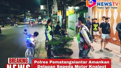 Polres Pematangsiantar Amankan Delapan Sepeda Motor Knalpot Brong saat Patroli Malam
