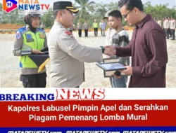 Kapolres Labusel Pimpin Apel dan Serahkan Piagam Pemenang Lomba Mural