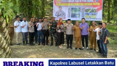 Kapolres Labusel Letakkan Batu Pertama Jembatan Merah Putih Presisi di Torgamba