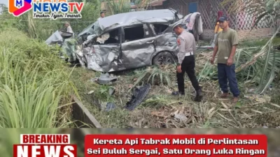Kereta Api Tabrak Mobil di Perlintasan Sei Buluh Sergai, Satu Orang Luka Ringan