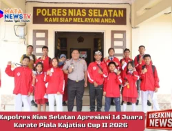 Kapolres Nias Selatan Apresiasi 14 Juara Karate Piala Kajatisu Cup II 2026