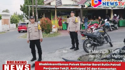 Bhabinkamtibmas Polsek Siantar Barat Rutin Patroli Penjualan Takjil, Antisipasi 3C dan Kemacetan