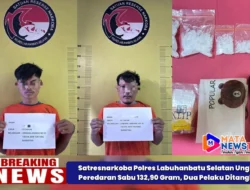 Satresnarkoba Polres Labuhanbatu Selatan Ungkap Peredaran Sabu 132,90 Gram, Dua Pelaku Ditangkap