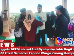 Anggota DPRD Labusel Andi Syahputra Lubis Bagikan 300 Paket Sembako kepada Warga Kurang Mampu