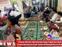 Polsek Siantar Marihat Berbagi Takjil dan Buka Puasa Bersama Anak Yatim di Masjid Nurul Huda