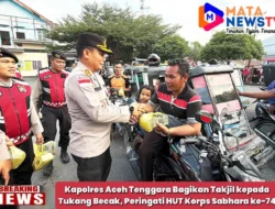 Kapolres Aceh Tenggara Bagikan Takjil kepada Tukang Becak, Peringati HUT Korps Sabhara ke-74