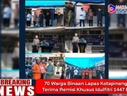 70 Warga Binaan Lapas Kotapinang Terima Remisi Khusus Idulfitri 1447 H