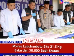 Polres Labuhanbatu Sita 31,5 Kg Sabu dan 30.000 Butir Ekstasi