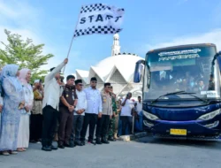 Polres Sergai Pastikan Kondusif, 190 Jamaah Haji Kloter 8 Resmi Dilepas dari Masjid Agung