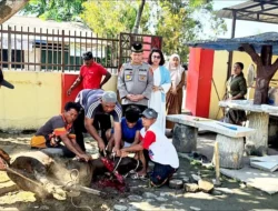Polsek Hamparan Perak Gelar Pemotongan Hewan Kurban, Daging Dibagikan ke Personel dan Warga