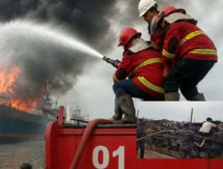 Empat Kapal Ikan Terbakar di Pelabuhan Gabion Belawan, Kodaeral I Bantu Pemadaman