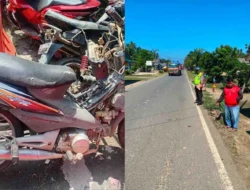 Pecah Ban, Sedan Tabrak Dua Sepeda Motor di Sei Rampah, Tiga Orang Terluka