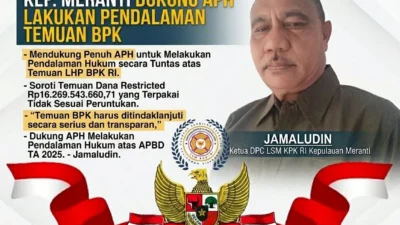 Soroti Temuan BPK di Meranti, LSM KPK RI Dukung APH Dalami Penggunaan Dana Rp16,2 Miliar