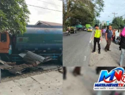 Diduga Mengantuk, Truk Tangki Hantam Rumah Warga di Perbaungan Sergai