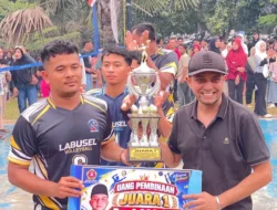 Polres Labusel Juara Turnamen Voli Piala Ketua MP Karang Taruna, Taklukkan Perkebunan Nagodang 3-1