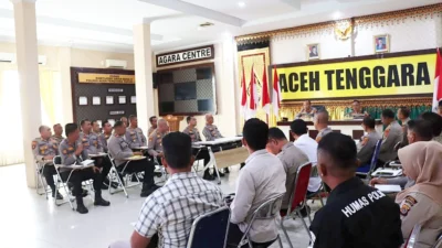 Polisi Bersama Masyarakat, Kapolres Aceh Tenggara Pimpin Anev Mingguan Evaluasi Kinerja Jajaran